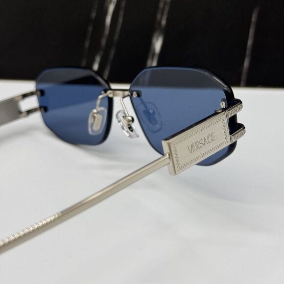NEW VE2274 1000/80 VERSACE SILVER BLUE WOMEN VERSACE MOD 2274 100080 SUNGLASSES - Picture 9 of 12